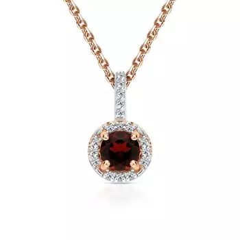 Золотая подвеска с бриллиантами природными и гранатами природными