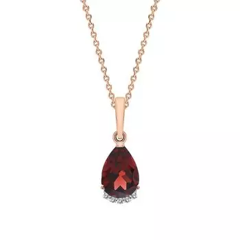 Золотая подвеска с бриллиантами природными и гранатами природными