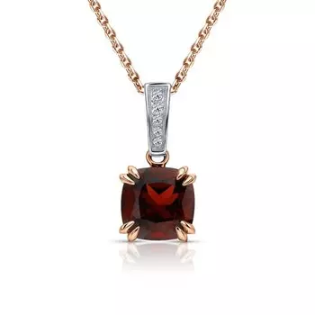 Золотая подвеска с бриллиантами природными и гранатами природными