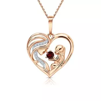 Золотая подвеска с бриллиантами природными и гранатами природными