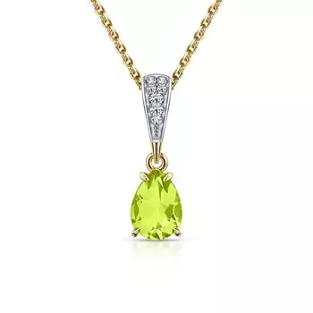 Золотая подвеска с бриллиантами природными и хризолитами природными