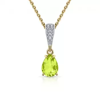 Золотая подвеска с бриллиантами природными и хризолитами природными