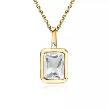 Золотая подвеска с бриллиантами природными и хрусталем