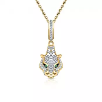 Золотая подвеска с бриллиантами природными и изумрудами природными