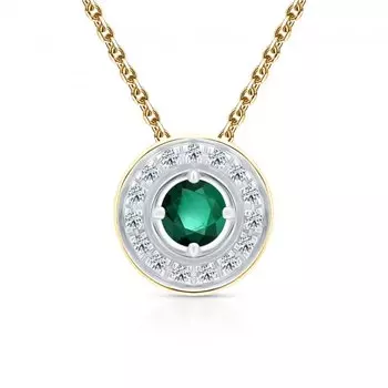 Золотая подвеска с бриллиантами природными и изумрудами природными