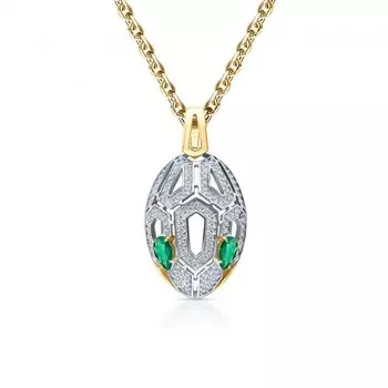 Золотая подвеска с бриллиантами природными и изумрудами природными