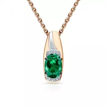 Золотая подвеска с бриллиантами природными и изумрудами выращенными