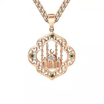 Золотая подвеска с бриллиантами природными и изумрудами природными