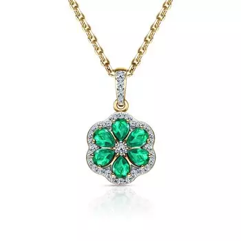 Золотая подвеска с бриллиантами природными и изумрудами природными