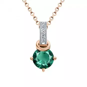 Золотая подвеска с бриллиантами природными и изумрудами выращенными