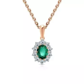 Золотая подвеска с бриллиантами природными и изумрудами природными