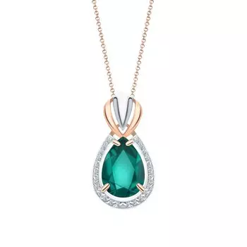 Золотая подвеска с бриллиантами природными и изумрудами выращенными