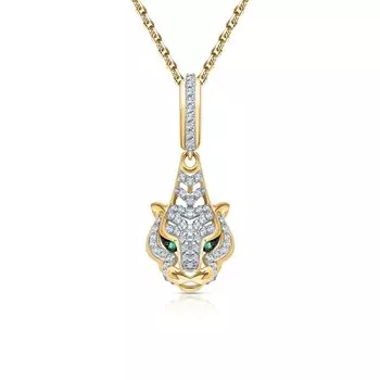 Золотая подвеска с бриллиантами природными и изумрудами природными