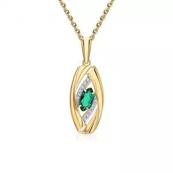 Золотая подвеска с бриллиантами природными и изумрудами выращенными