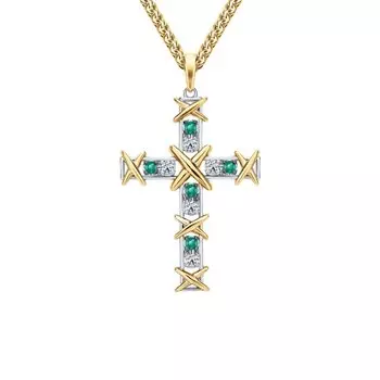 Золотая подвеска с бриллиантами природными и изумрудами природными