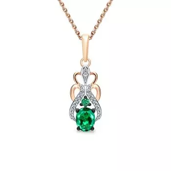 Золотая подвеска с бриллиантами природными и изумрудами природными