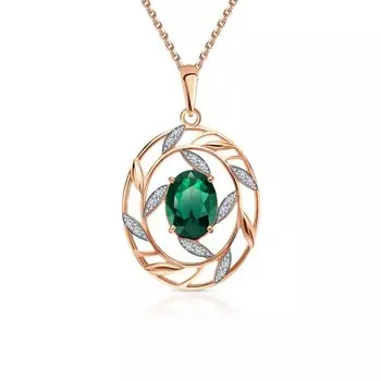 Золотая подвеска с бриллиантами природными и изумрудами выращенными