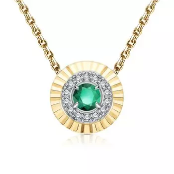 Золотая подвеска с бриллиантами природными и изумрудами природными