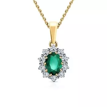 Золотая подвеска с бриллиантами природными и изумрудами природными