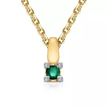 Золотая подвеска с бриллиантами природными и изумрудами природными