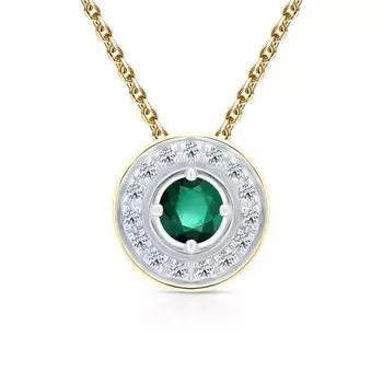 Золотая подвеска с бриллиантами природными и изумрудами природными