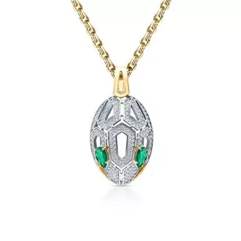 Золотая подвеска с бриллиантами природными и изумрудами природными