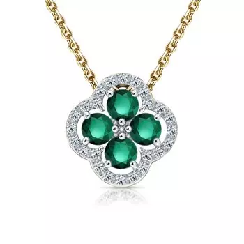 Золотая подвеска с бриллиантами природными и изумрудами природными