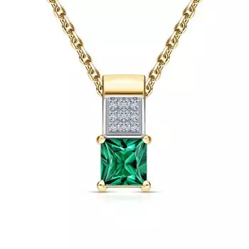 Золотая подвеска с бриллиантами природными и изумрудами выращенными