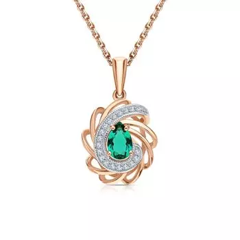 Золотая подвеска с бриллиантами природными и изумрудами выращенными