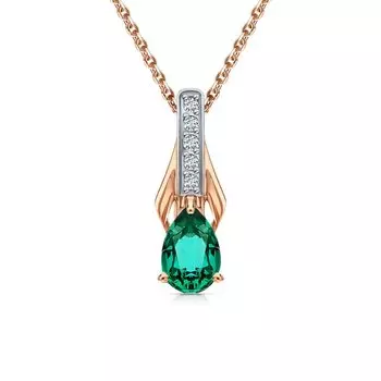 Золотая подвеска с бриллиантами природными и изумрудами выращенными