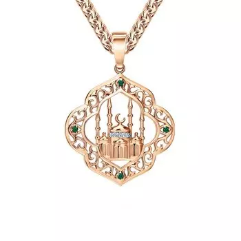 Золотая подвеска с бриллиантами природными и изумрудами природными