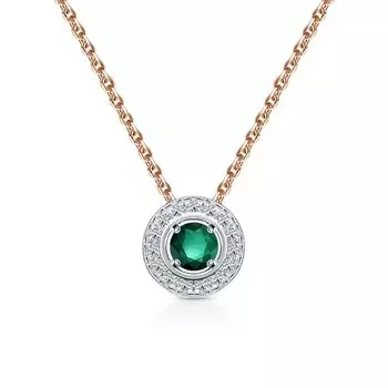 Золотая подвеска с бриллиантами природными и изумрудами природными