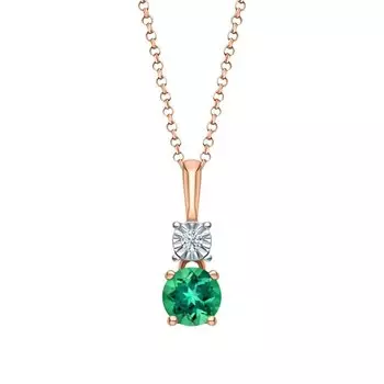 Золотая подвеска с бриллиантами природными и изумрудами выращенными