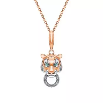 Золотая подвеска с бриллиантами природными и изумрудами природными