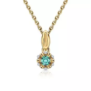 Золотая подвеска с бриллиантами природными и изумрудами природными