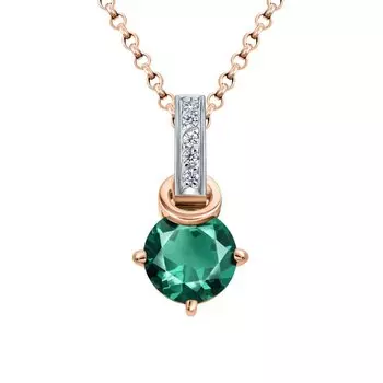 Золотая подвеска с бриллиантами природными и изумрудами выращенными