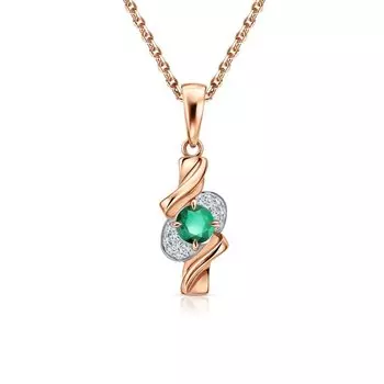 Золотая подвеска с бриллиантами природными и изумрудами природными