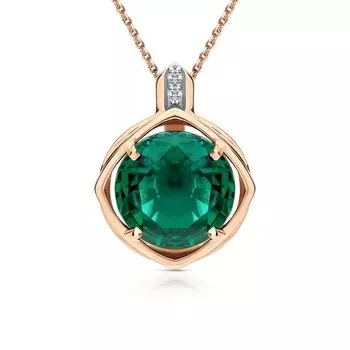 Золотая подвеска с бриллиантами природными и изумрудами выращенными