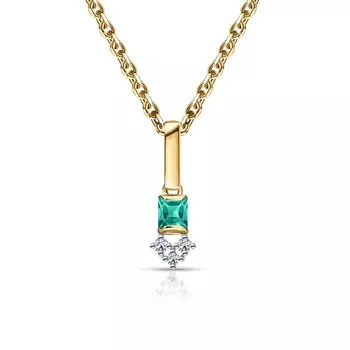 Золотая подвеска с бриллиантами природными и изумрудами природными