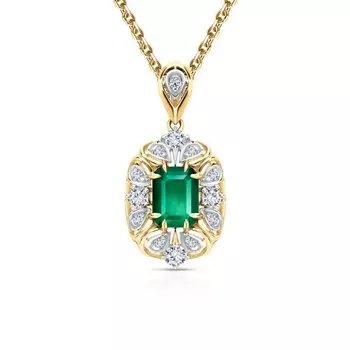 Золотая подвеска с бриллиантами природными и изумрудами природными