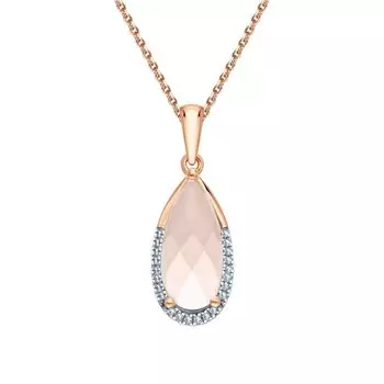 Золотая подвеска с бриллиантами природными и кварцами природными