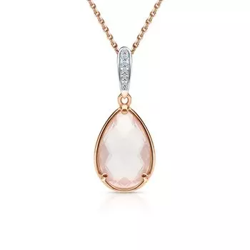 Золотая подвеска с бриллиантами природными и кварцами природными