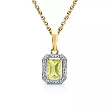 Золотая подвеска с бриллиантами природными и кварцами природными