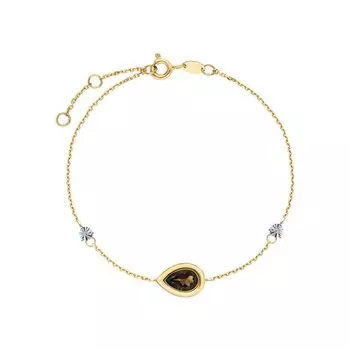 Золотая подвеска с бриллиантами природными и кварцами дымчатыми природными