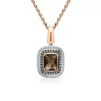 Золотая подвеска с бриллиантами природными и кварцем природным