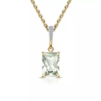 Золотая подвеска с бриллиантами природными и празиолит природными