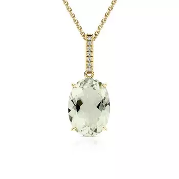 Золотая подвеска с бриллиантами природными и празиолит природными