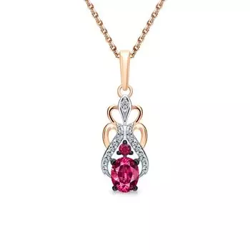 Золотая подвеска с бриллиантами природными и рубинами природными