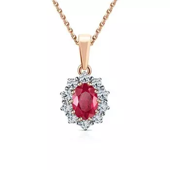 Золотая подвеска с бриллиантами природными и рубинами природными