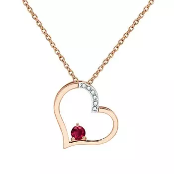 Золотая подвеска с бриллиантами природными и рубинами природными